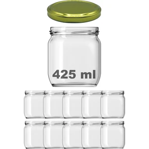 425 cc Kavanoz Metal Gold Konserve Kapaklı 425 ml Şeffaf Cam Kavanoz 10 Adet