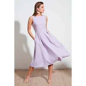 Bisiklet Yaka Cepli Pileli Midi Elbise Kadın Elbise 6051963