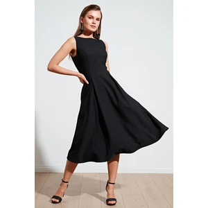 Bisiklet Yaka Cepli Pileli Midi Elbise Kadın Elbise 6051963