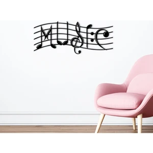 Bk Gift Müzik Notaları Tasarımlı Ahşap Duvar Süsü-5
