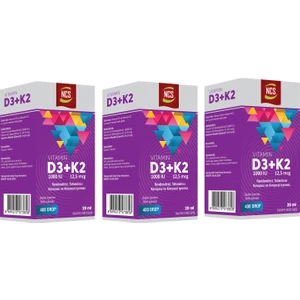 Vitamin D3 K2 Damla 20 ml 400 Damla 3 Kutu