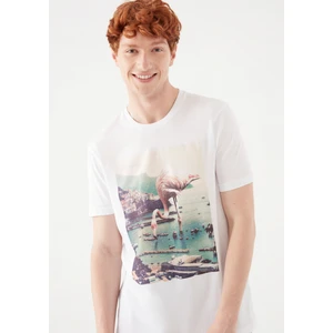 Flamingo Baskılı Beyaz Tişört