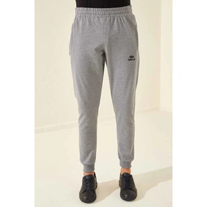 Tommy Life Gri Melanj Erkek Fermuar Cepli Dar Kesim Jogger Eşofman ALT-84343