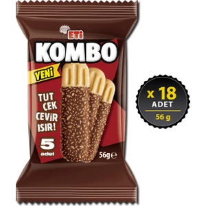 Kombo Hindistan Cevizi ve Çikolata Kaplamalı Bisküvi 56 g x 18 Adet