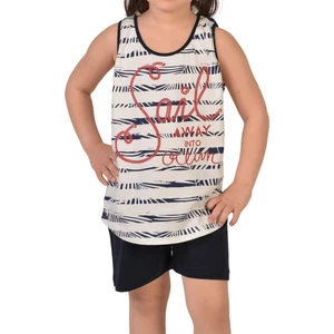 Ekru Kız Çocuk Geniş Askılı Şortlu Pijama Takımı