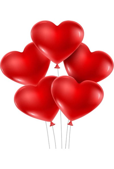 Balon Evi Kırmızı Kalp Balon 20 Adet