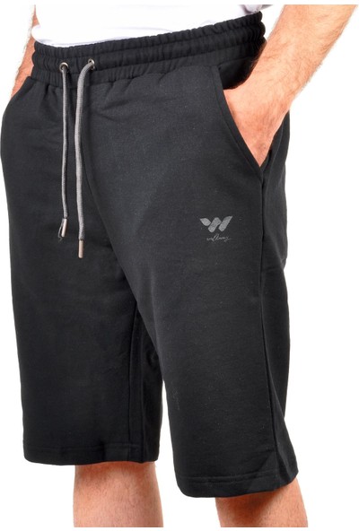 Walkway W-003 Siyah Erkek Pamuklu-Polyester Regular Fit Uzun Şort
