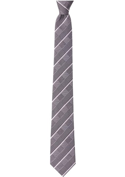 Siyah Ekose Desenli 7 cm Genişliğinde Ipek Kravat