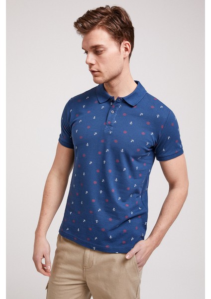 Lee Cooper Anchors İndigo Polo Yaka T-Shirt