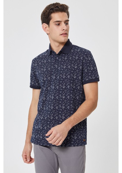 Polo Yaka Kısa Kol Dar KalıpDesenli Fresh Lacivert Erkek T-Shirt fiyatları