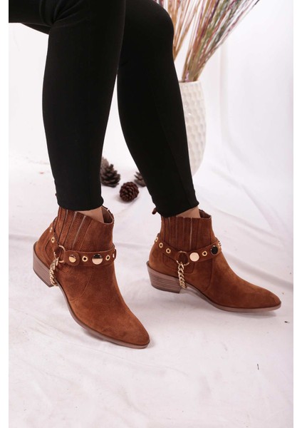 Hakiki Deri Taba Süet Kadın Topuklu Bot 202110218 fırsatları