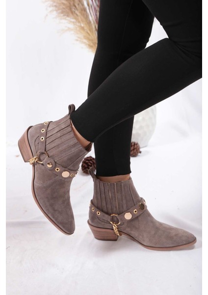 Deri Vizon Süet Kadın Topuklu Bot 202110218 fiyatları