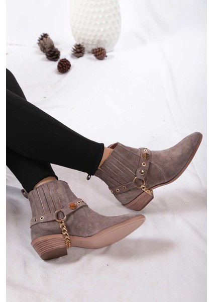 Deri Vizon Süet Kadın Topuklu Bot 202110218 fırsatları