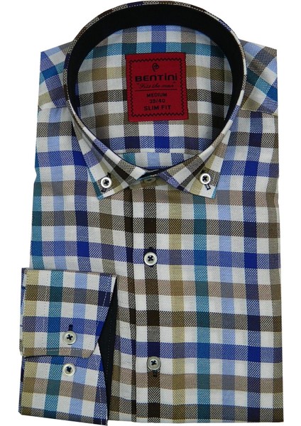 Erkek Slim Fit Ekose Gömlek BGL-ST00089