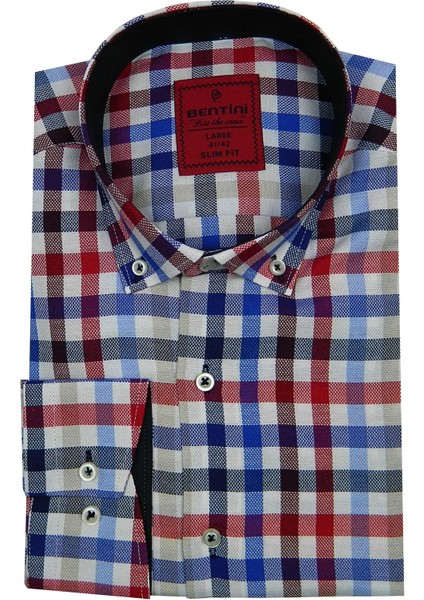 Erkek Slim Fit Ekose Gömlek BGL-ST00089
