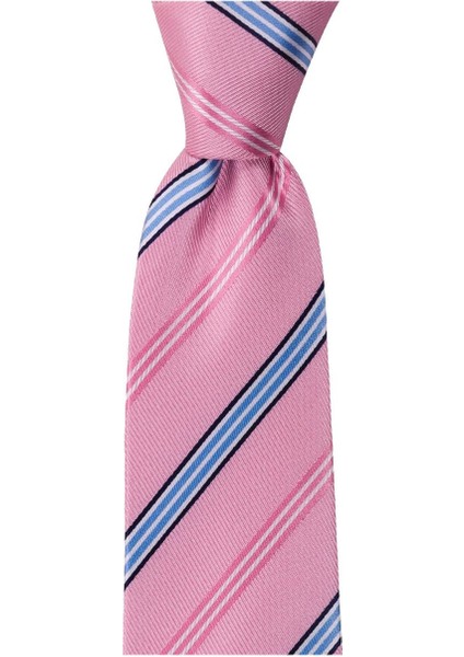 Pembe Çizgili 8 cm Genişliğinde Kravat