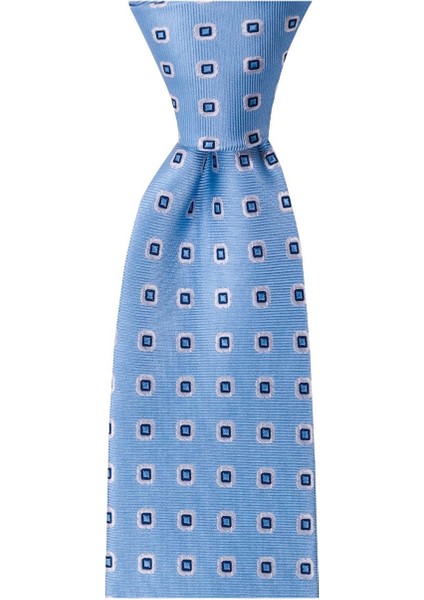 Mavi Desenli 8 cm Genişliğinde Kravat