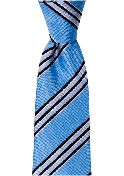 Mavi Çizgili 8 cm Genişliğinde Kravat