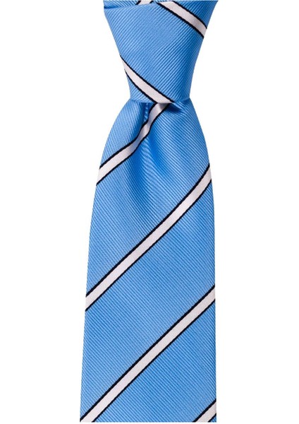 Mavi Çizgili 8 cm Genişliğinde Kravat