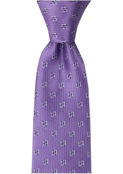 Lila Desenli 8 cm Genişliğinde Kravat