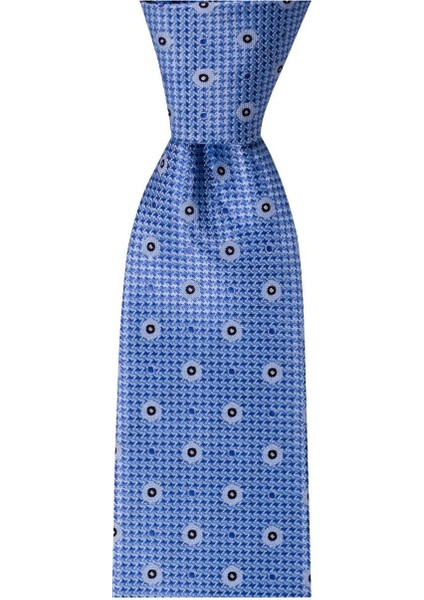 Mavi Desenli 8 cm Genişliğinde Kravat
