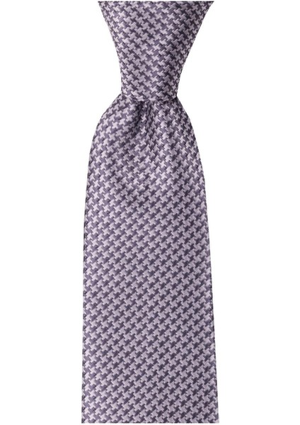 Açık Gri Desenli 8 cm Genişliğinde Kravat