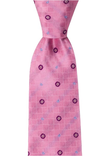 Pembe Desenli 8 cm Genişliğinde Kravat