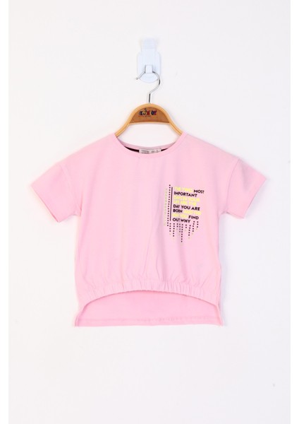 Ghada Büyük Beden Lacivert Gül Desenli Baskı Taşlı Kadın T-Shirt