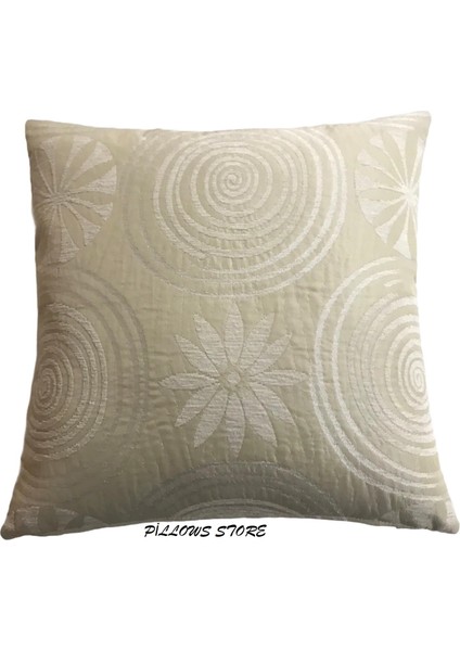 Çiçek Desenli Beyaz Kırlent Kılıfı 45CM*45CM