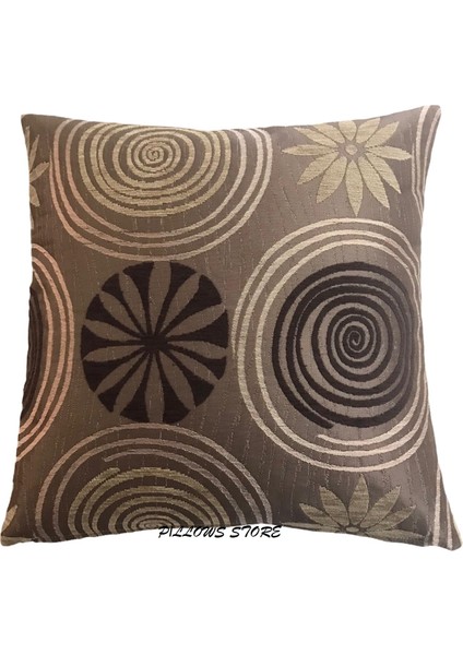 Çiçek Desenli Kahverengi Kırlent Kılıfı 45CM*45CM