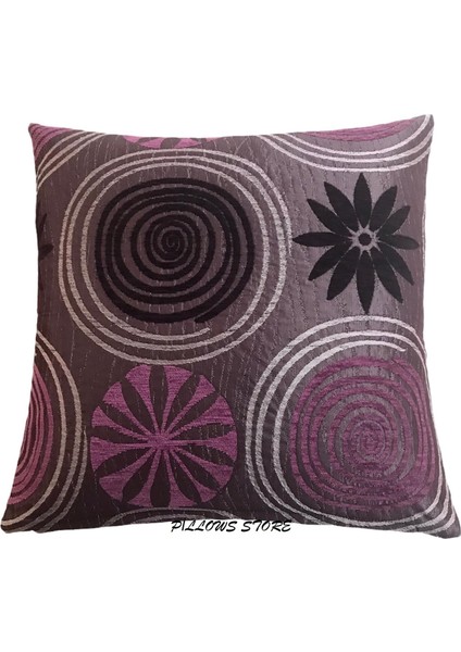 Çiçek Desenli Mor Kırlent Kılıfı 45CM*45CM
