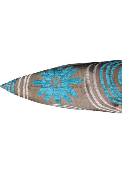 Çiçek Desenli Turkuaz Kırlent Kılıfı 45CM*45CM