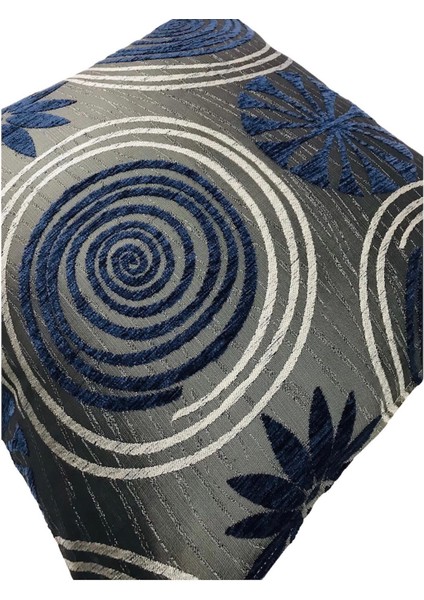 Çiçek Desenli Lacivert Kırlent Kılıfı 45CM*45CM