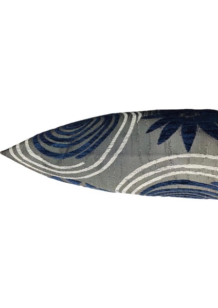 Çiçek Desenli Lacivert Kırlent Kılıfı 45CM*45CM