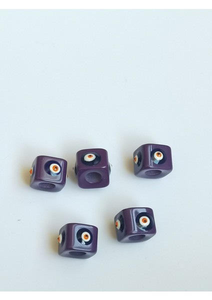 Akrilik Nazar Boncuğu 5 Adet Mor Renk