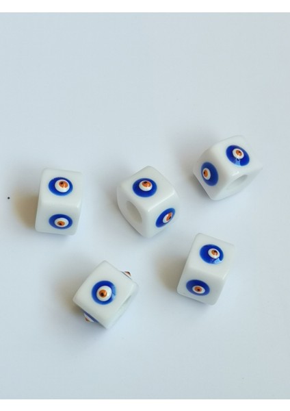 Akrilik Nazar Boncuğu 5 Adet Beyaz Renk
