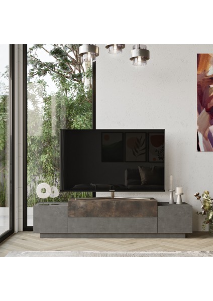 Robin Home Lujo Tv Ünitesi Tv Sehpası 160CM Beton-Bronz