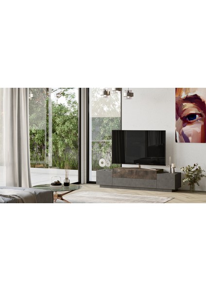 Robin Home Lujo Tv Ünitesi Tv Sehpası 160CM Beton-Bronz