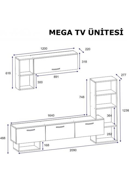 BMdekor TV Ünitesi Star Beyaz Mermer Desen