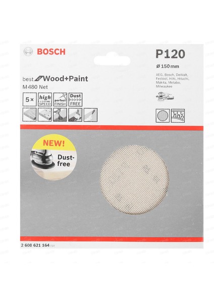 M480 Ağ Zımpara 150MM 120 Kum 5'li Paket