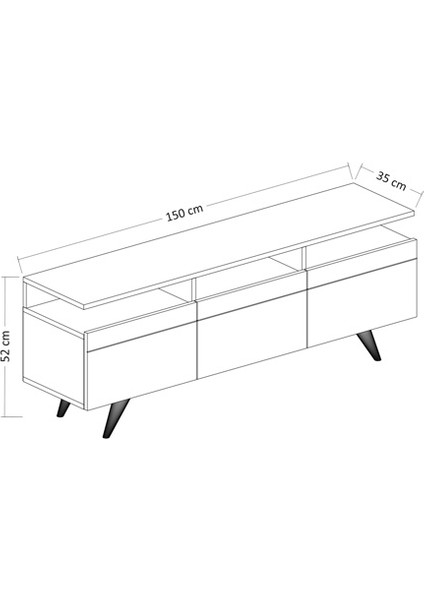BMdekor TV Sehpası Berka 3 Kapak Beyaz Safir Meşe