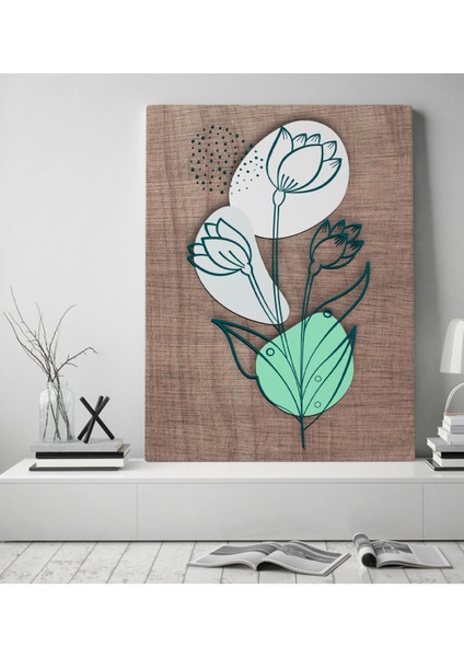 Gift Minimal Çiçekler Tasarımlı Kanvas Tablo 50X70CM-2