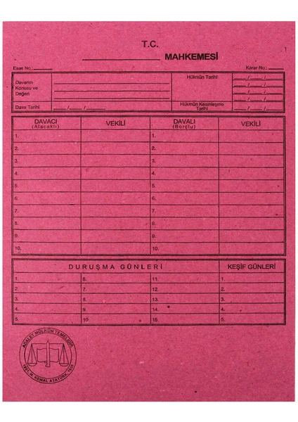 Mahkeme  Dava Dosyası 10'lu