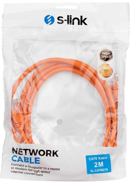 SL-CAT602TR Turuncu Cat6 Kablo 2 mt