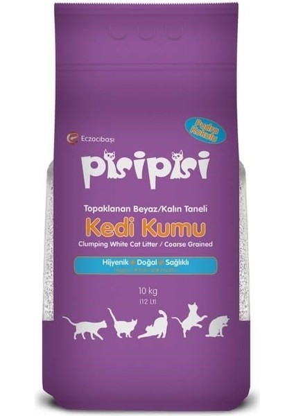 Pudralı Topaklanan Bentonit Kedi Kumu Kalın 10 kg