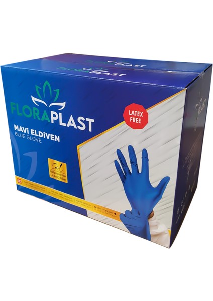 Glove S Beden Tpe/pe Poşet Mavi Elastik Eldiven 100 Adet