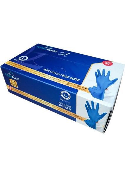 Glove S Beden Tpe/pe Poşet Mavi Elastik Eldiven 100 Adet