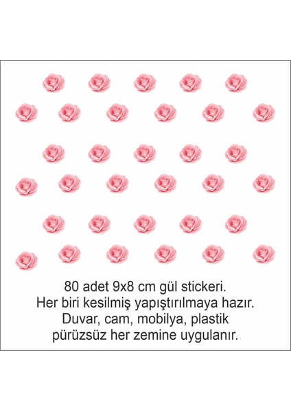 Duvar Dekorasyonu Gül Çıkartmaları- Sticker