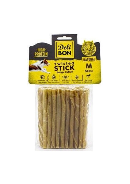 Deri Burgu Çubuk Orta Boy 50LI Paket Naturel