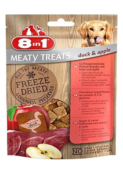 8 In 1 Freeze Dried Tahılsız Ördek ve Elmalı Kurutulmuş Köpek Ödülü 50 gr